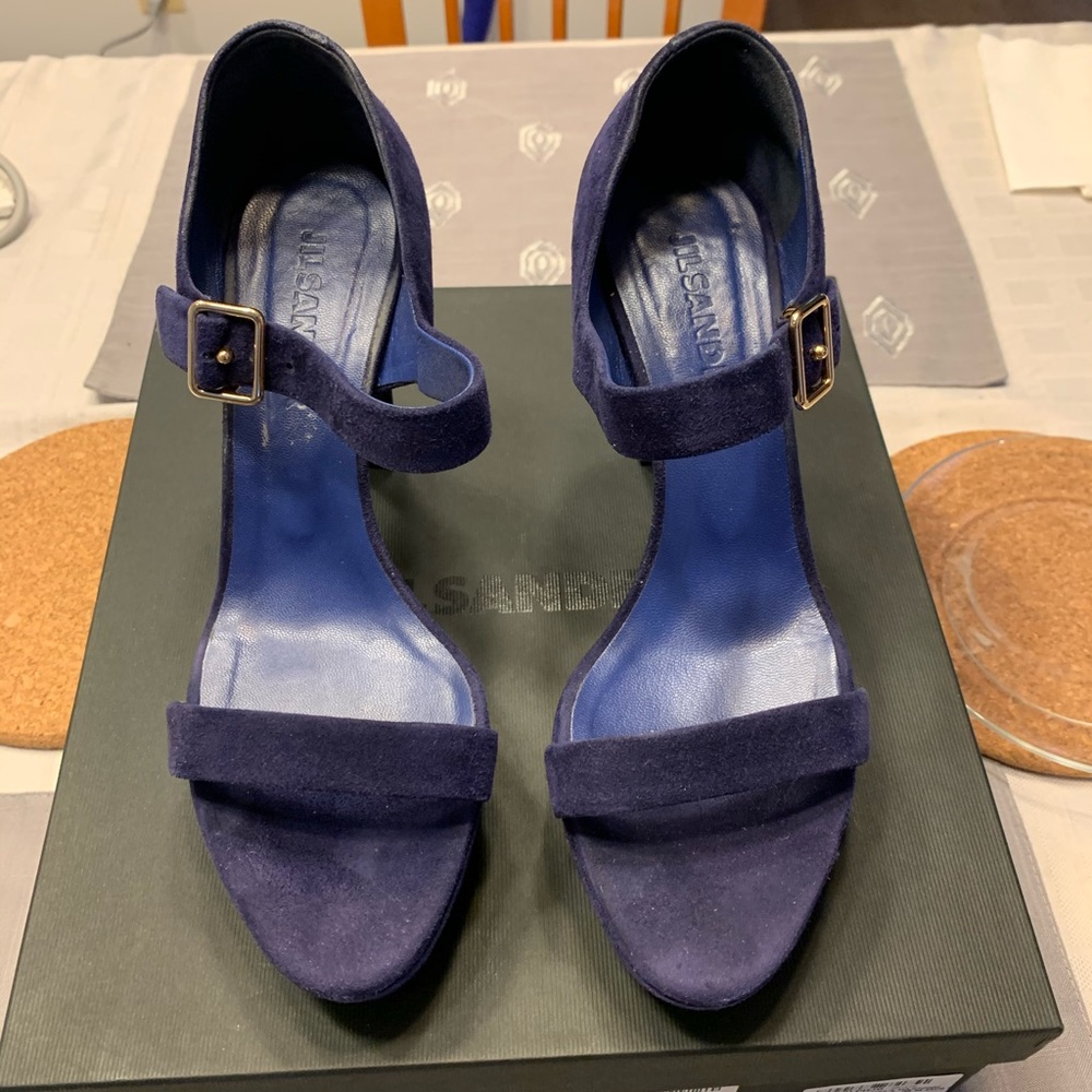Jil Sander platform pump 38- EU  7 US  blue suede
